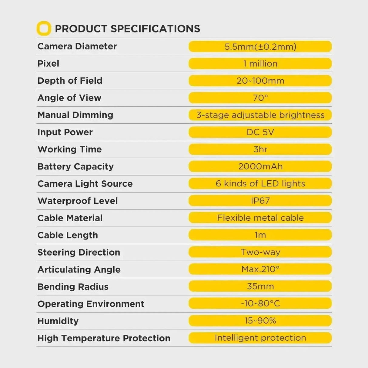 Autool SVB305 | Cámara de inspección (6.35 mm)