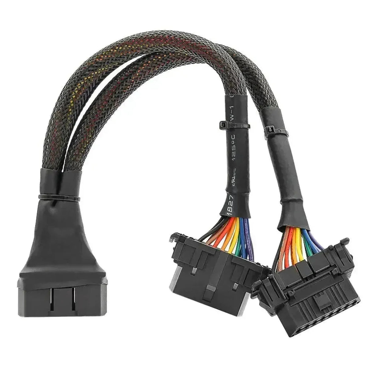 Cable de extensión y divisor OBD2 de 16 pines en nylon, 2 piezas (30 cm) | Interfaz
