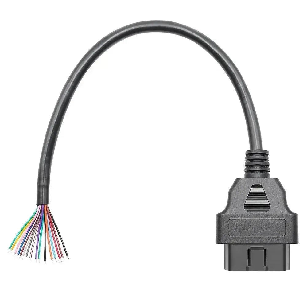 Conector OBD2 de 16 pines (macho) con 16 cables abiertos – 30 cm