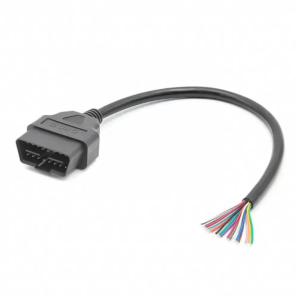 Conector OBD2 de 16 pines (macho) con 16 cables abiertos – 30 cm