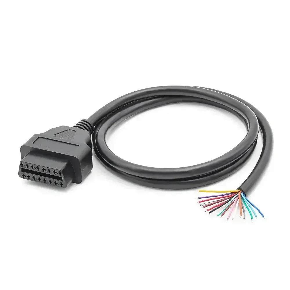 Puerto OBD2 de 16 pines (hembra) con 16 cables abiertos de extremo – 100 cm