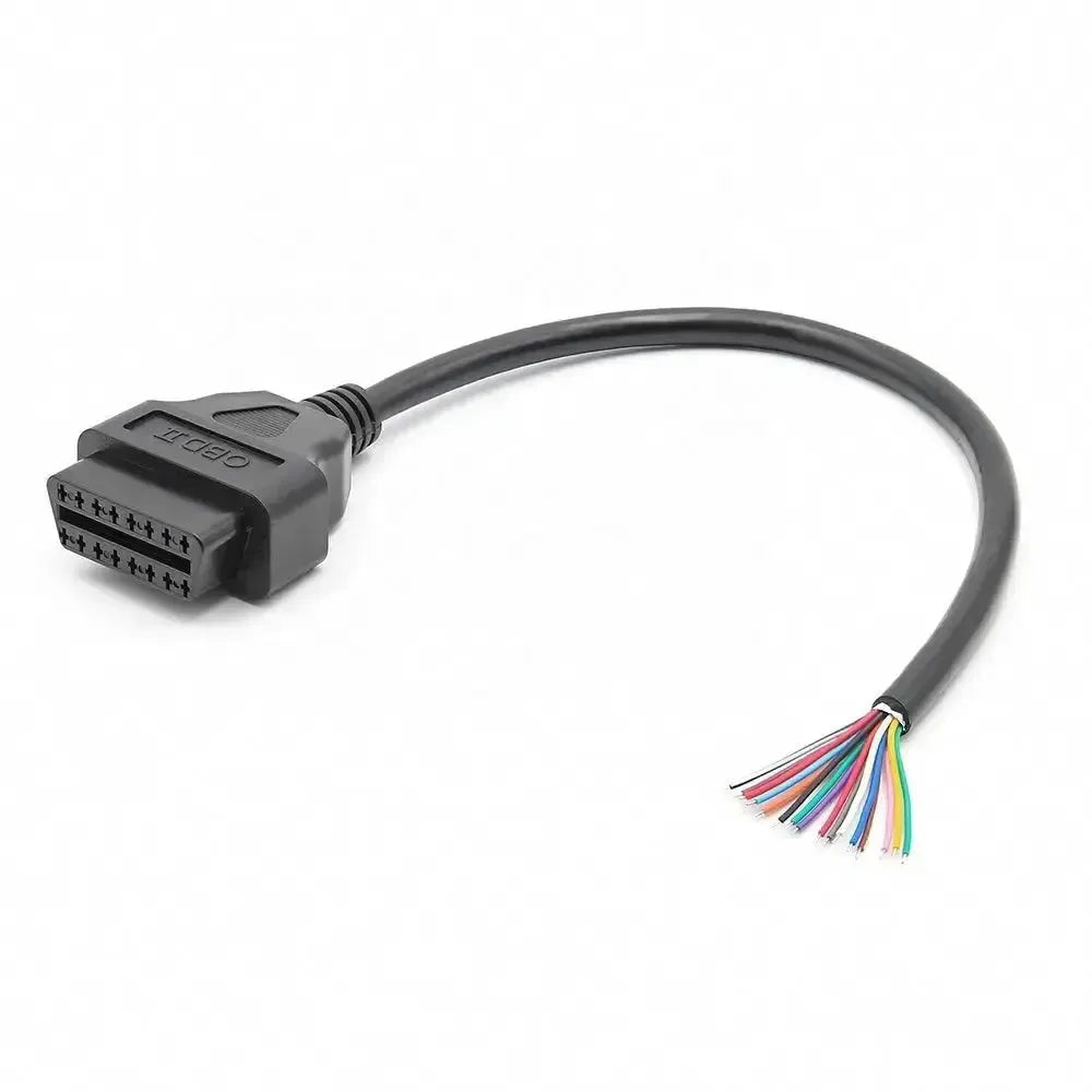 Conector hembra OBD2 de 16 pines con 16 cables abiertos Cable adaptador 30 cm