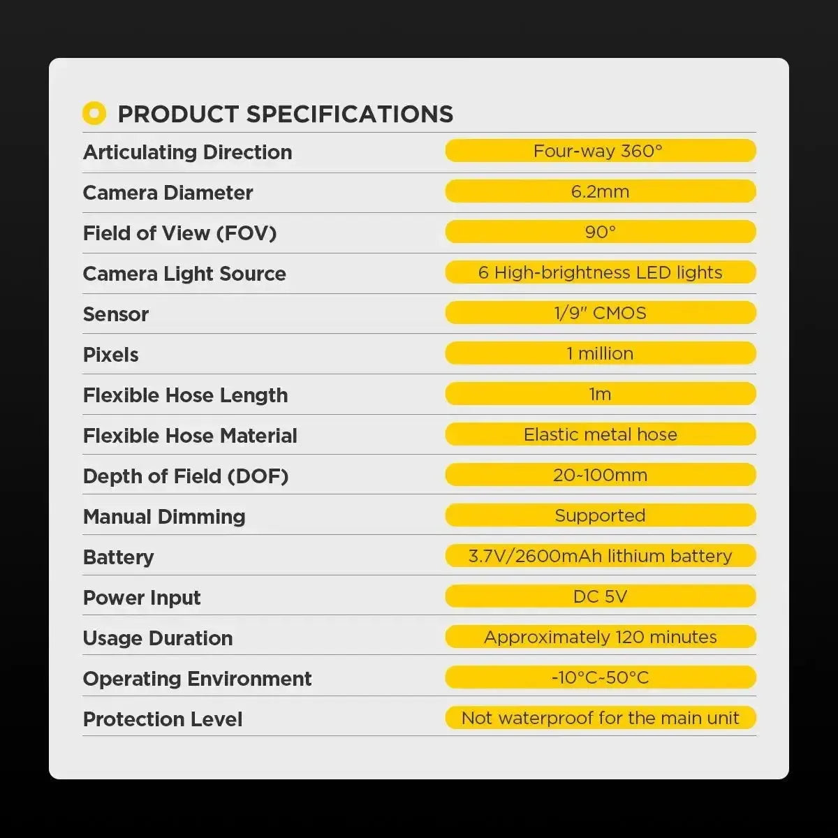 Autool SVB303 Cámara de inspección 6.2 mm