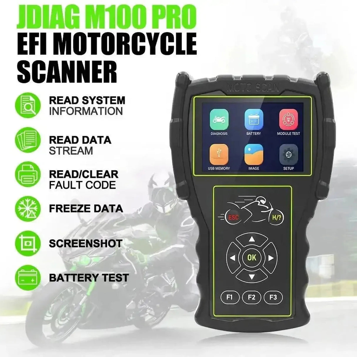 Lector de Diagnóstico JDiag M100 Pro para Motocicletas