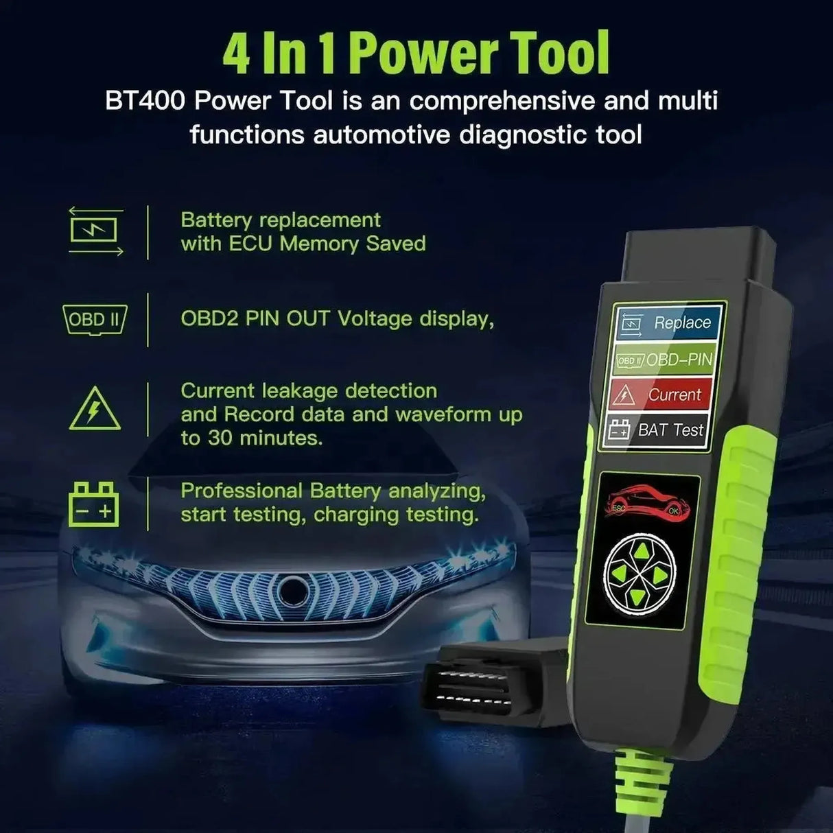 TopDiag BT400 Multifuncional | Probador de Baterías