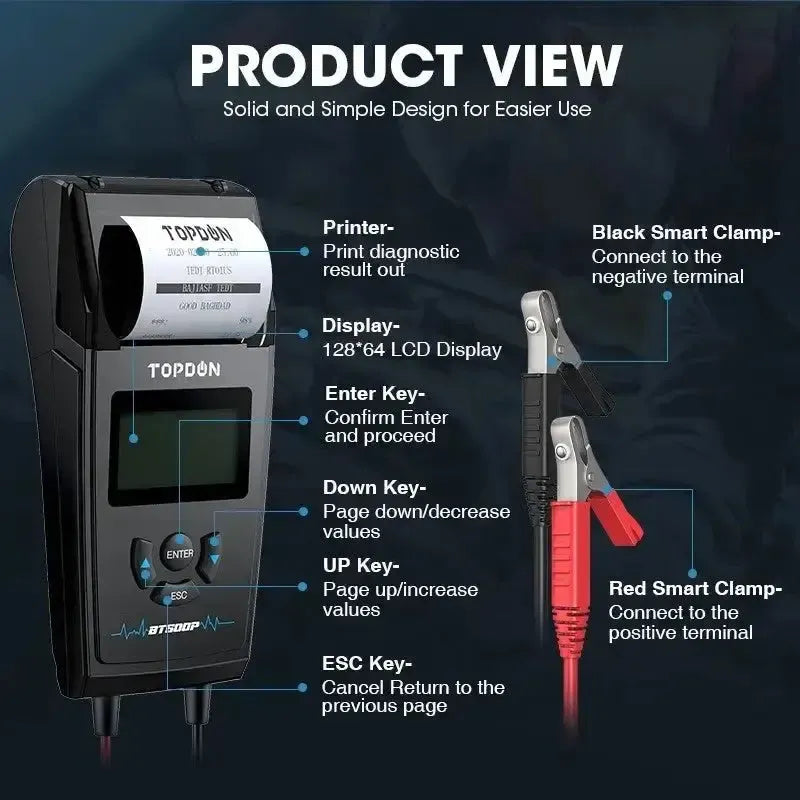 Topdon BT500P | Probador de baterías