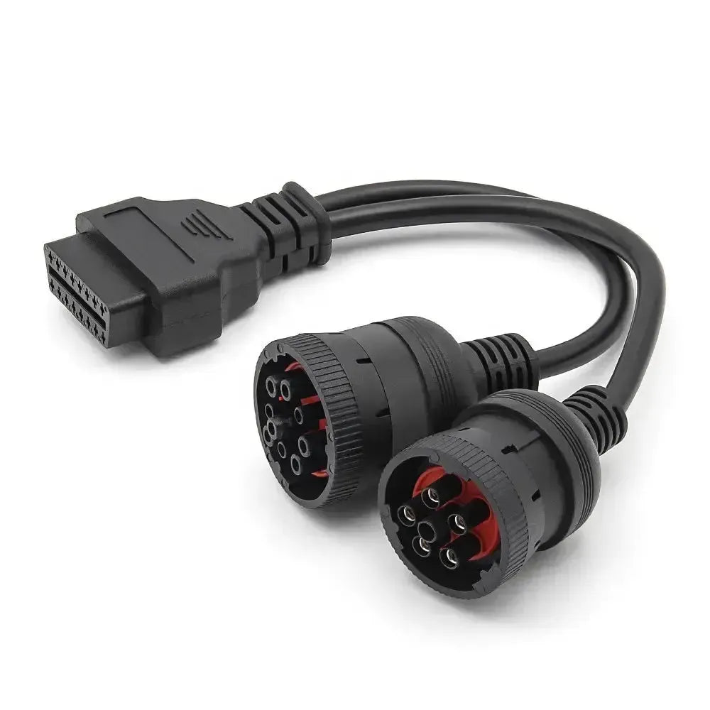 Cable adaptador universal 6 pines J1708 + 9 pines J1939 - 16 pines OBD2 para vehículos industriales y de trabajo