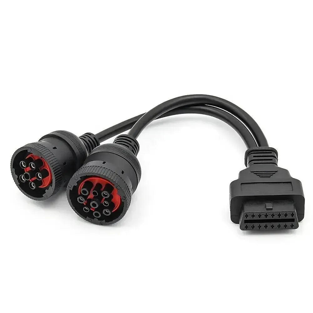 Cable adaptador universal 6 pines J1708 + 9 pines J1939 - 16 pines OBD2 para vehículos industriales y de trabajo