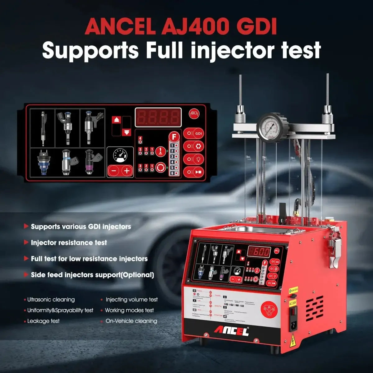 Ancel AJ400 Probador de Inyectores de Gasolina GDI