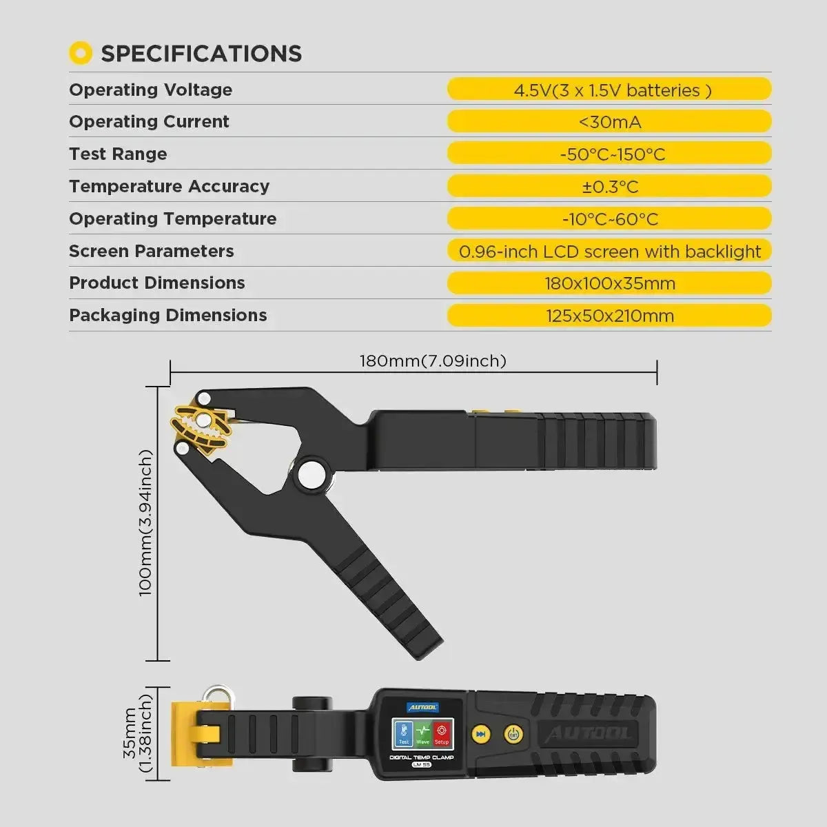 Autool LM55 | Pinza de temperatura HVAC | Accesorios