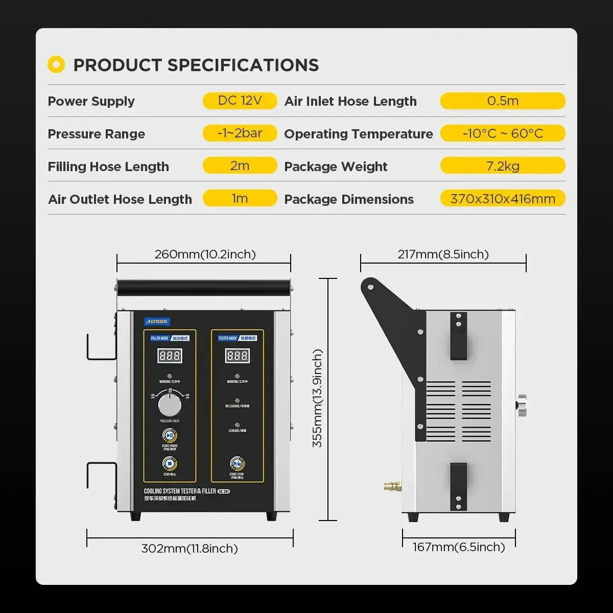 Autool SC301 Probador de líquido refrigerante y purgador