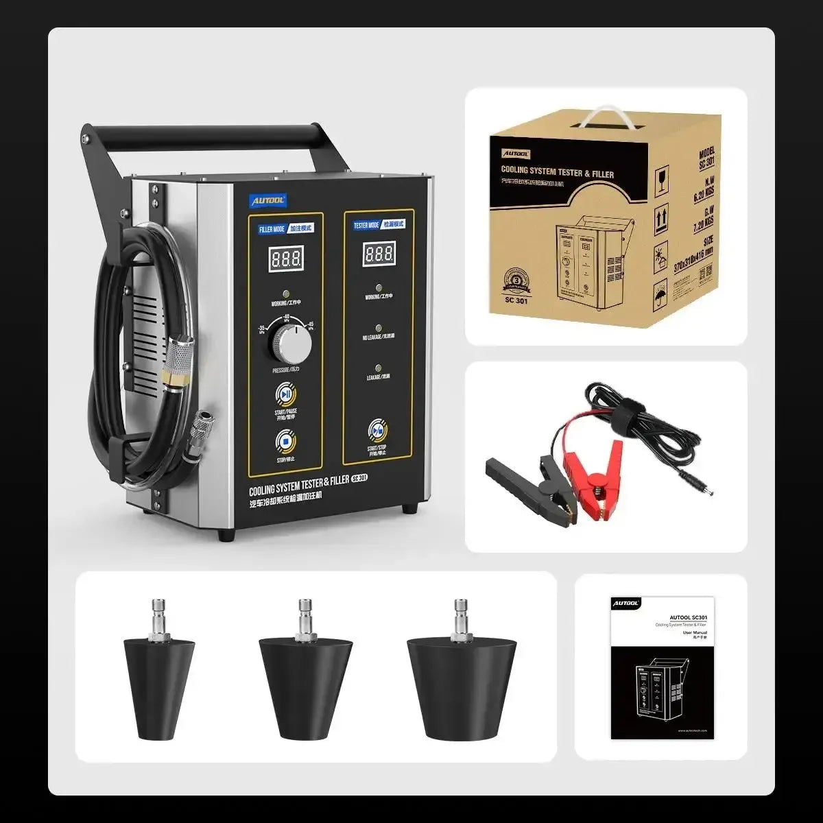 Autool SC301 Probador de líquido refrigerante y purgador