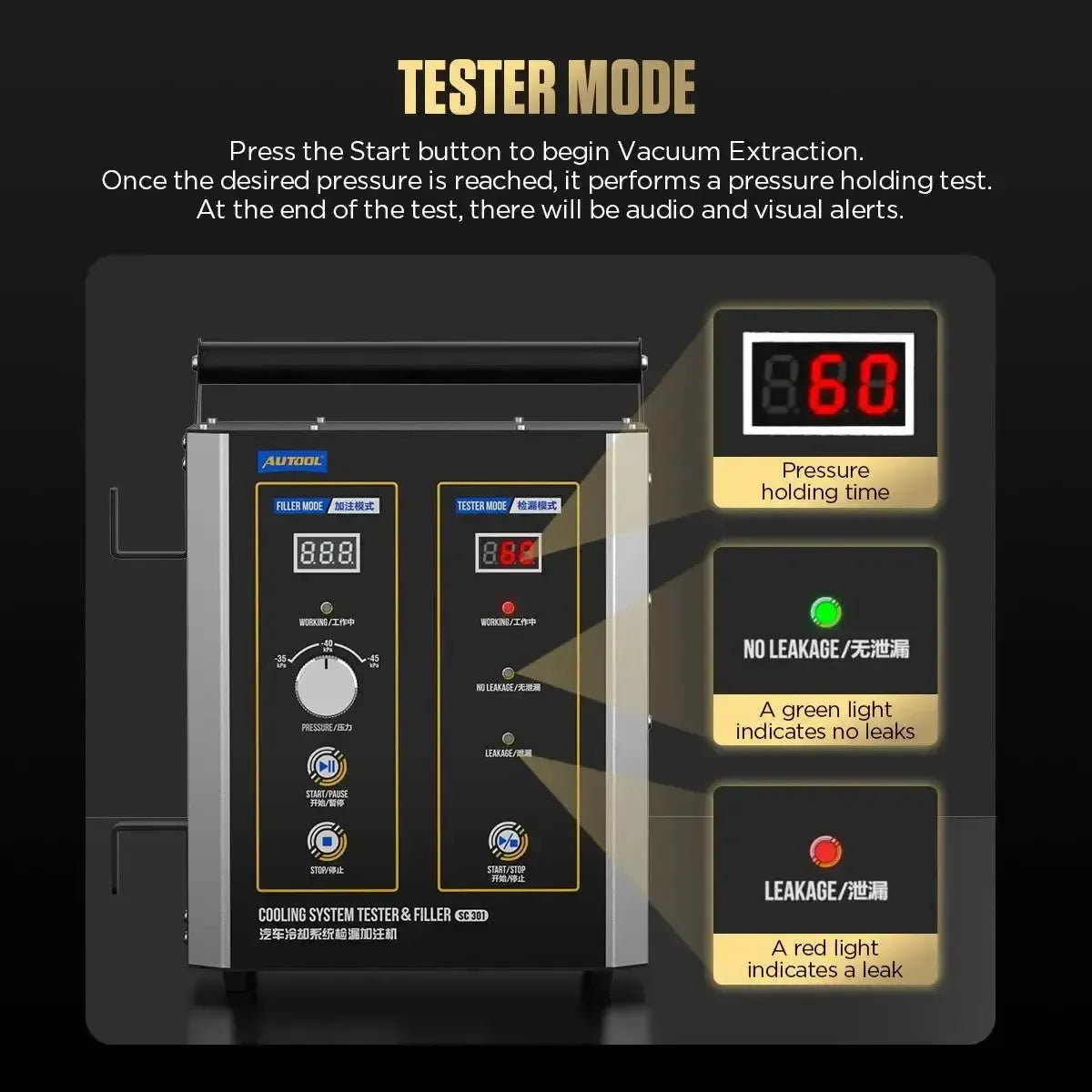 Autool SC301 Probador de líquido refrigerante y purgador