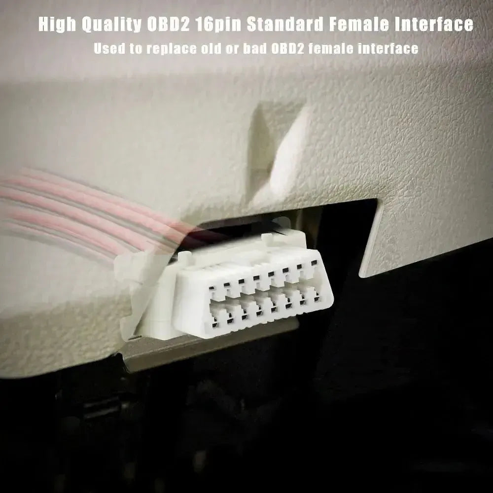 Honda puerto OBD2 de 16 pines (hembra) con 16 cables abiertos de extremo – 30 cm