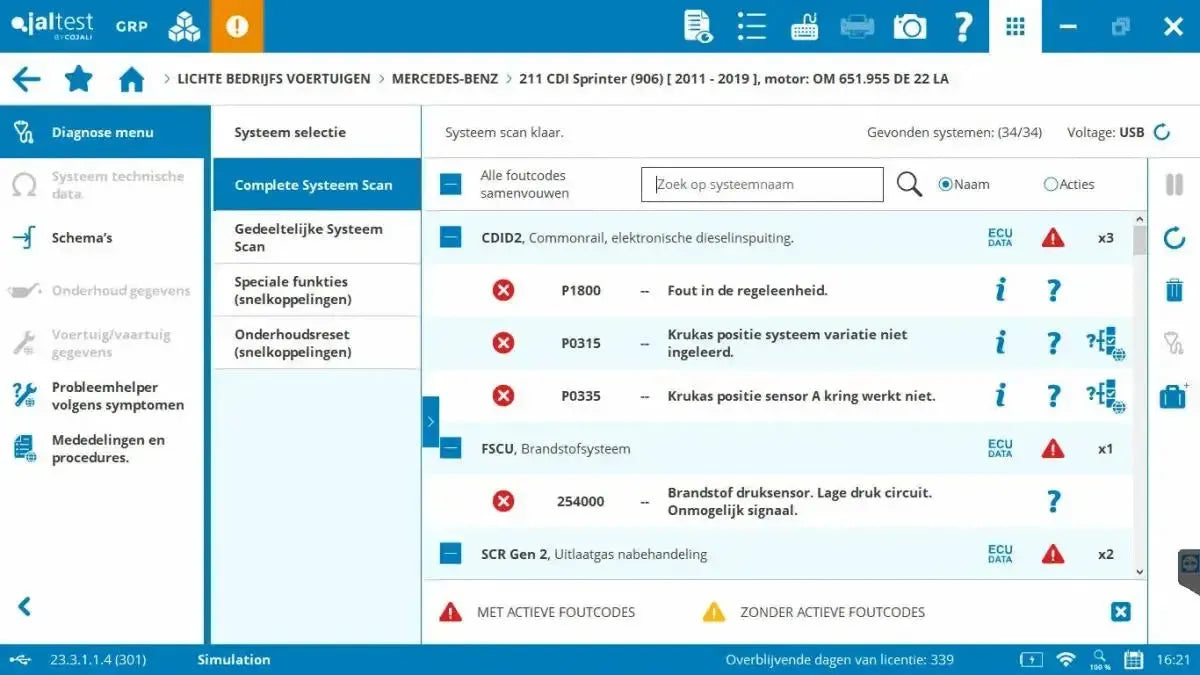 Jaltest LCV (Vehículo Comercial Ligero) Herramienta de diagnóstico