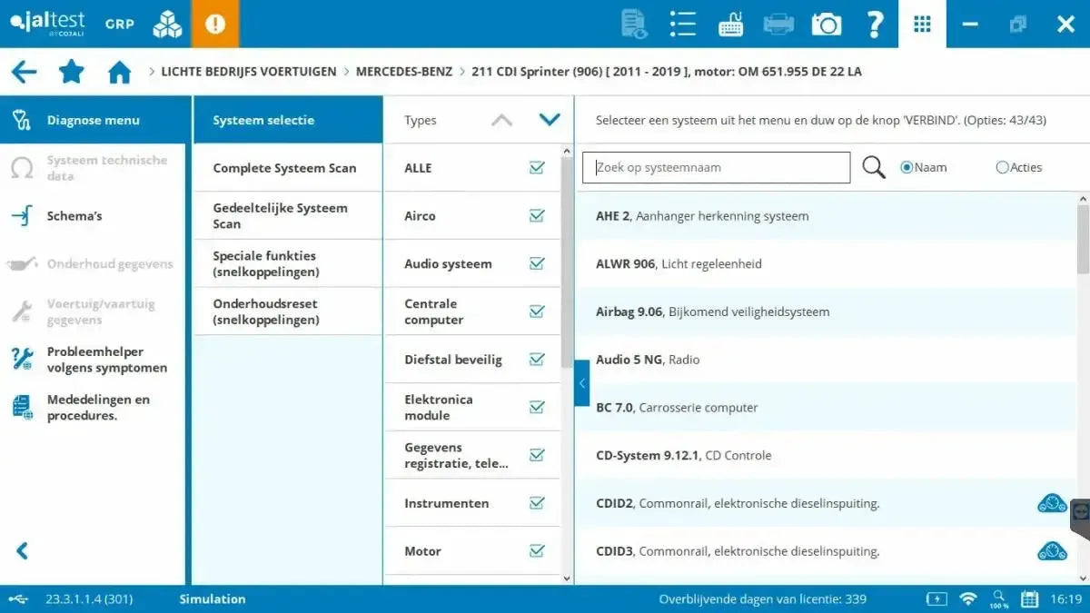 Jaltest LCV (Vehículo Comercial Ligero) Herramienta de diagnóstico