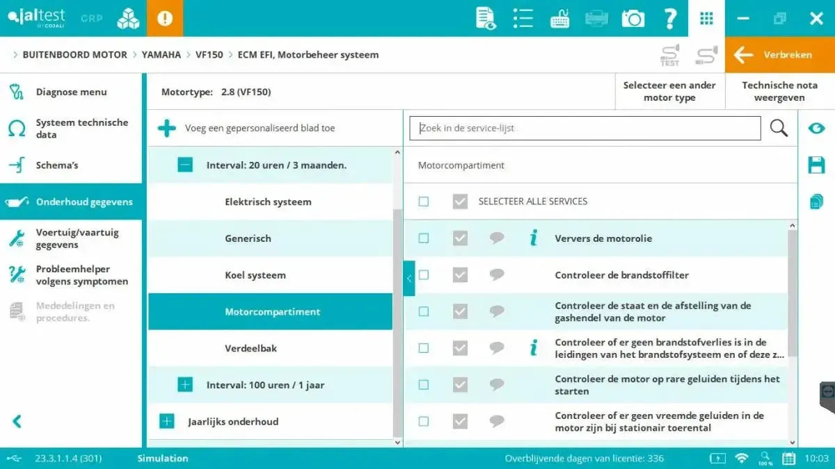 Jaltest Marine (Fuera de borda) Herramienta de diagnóstico