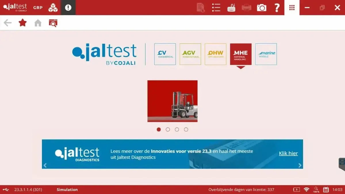 Jaltest MHE (Material Handling Equipment) Herramienta de diagnóstico