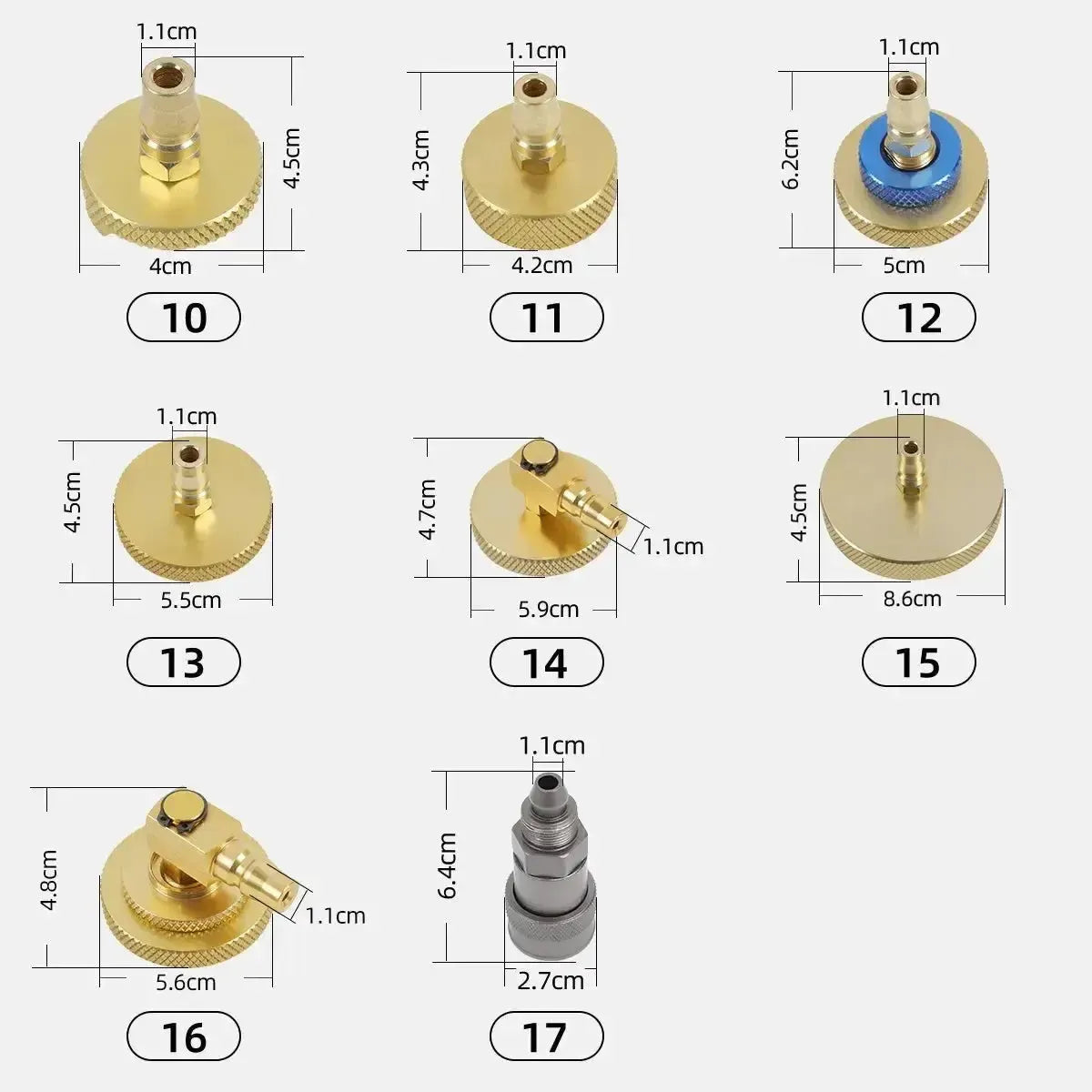 Juego de adaptadores para depósito de líquido de frenos 17 piezas