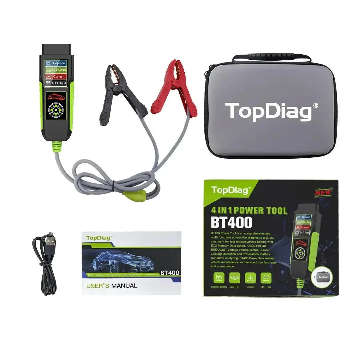 TopDiag BT400 Multifuncional | Probador de baterías