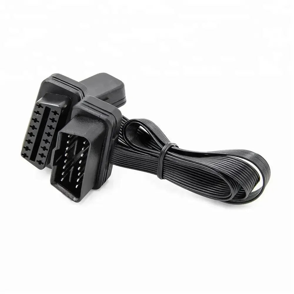 Cable divisor y prolongador universal plano OBD2 de 16 pines, 2 piezas (30 cm)