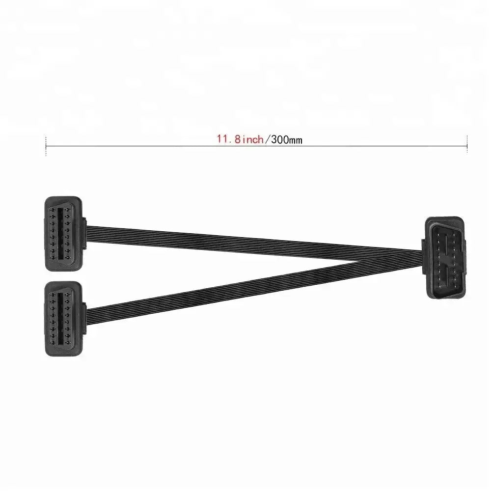 Cable divisor y prolongador universal plano OBD2 de 16 pines, 2 piezas (30 cm)