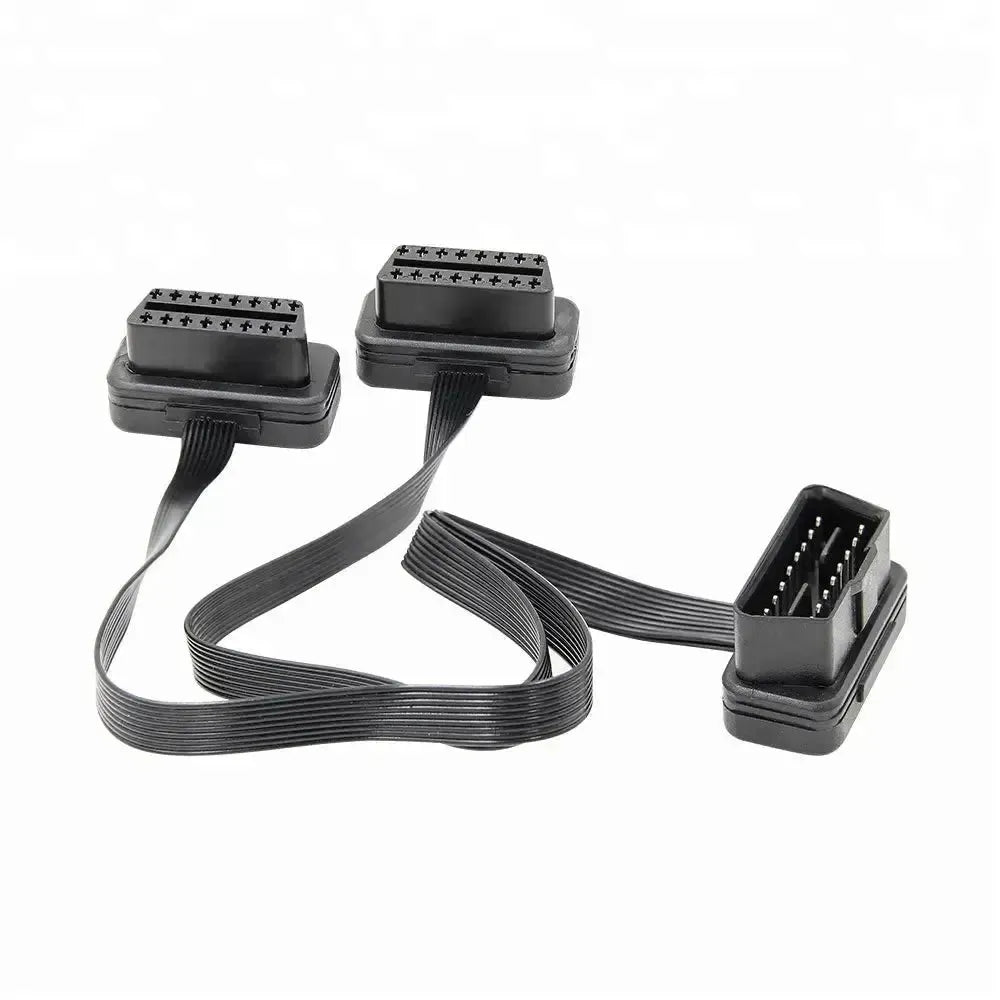 Cable divisor y prolongador universal plano OBD2 de 16 pines, 2 piezas (30 cm)