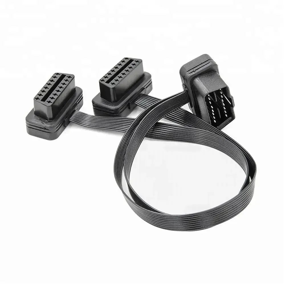 Cable divisor y prolongador universal plano OBD2 de 16 pines, 2 piezas (30 cm)