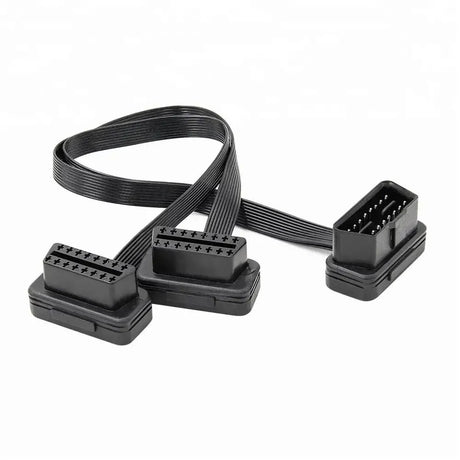 Cable divisor y prolongador universal plano OBD2 de 16 pines, 2 piezas (30 cm)