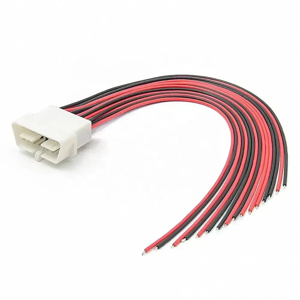 Conector OBD2 universal de 16 pines (macho) con 16 cables abiertos – 30 cm