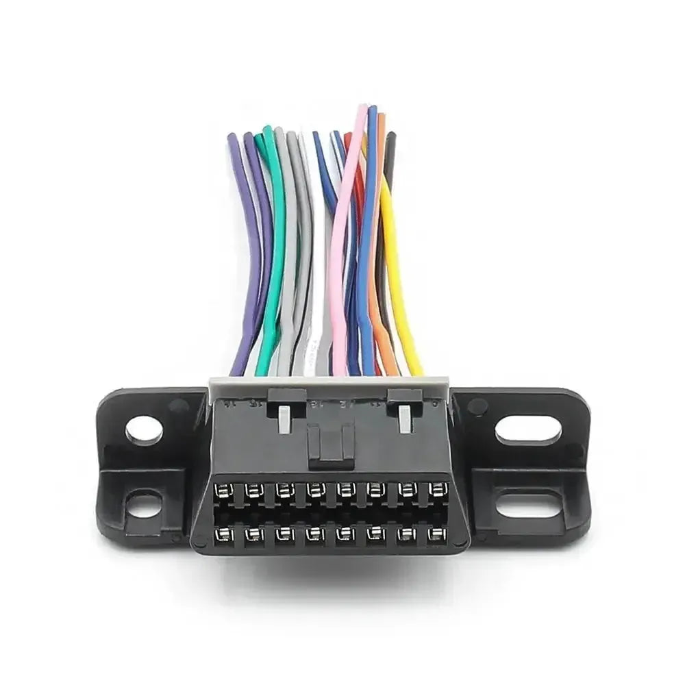 Puerto OBD2 universal de 16 pines (hembra) con 16 cables de extremo abierto - 10 cm