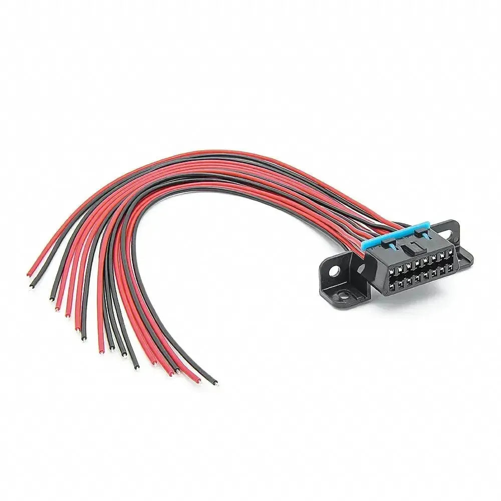 Puerto OBD2 universal de 16 pines (hembra) con 16 cables de extremo abierto - 30 cm