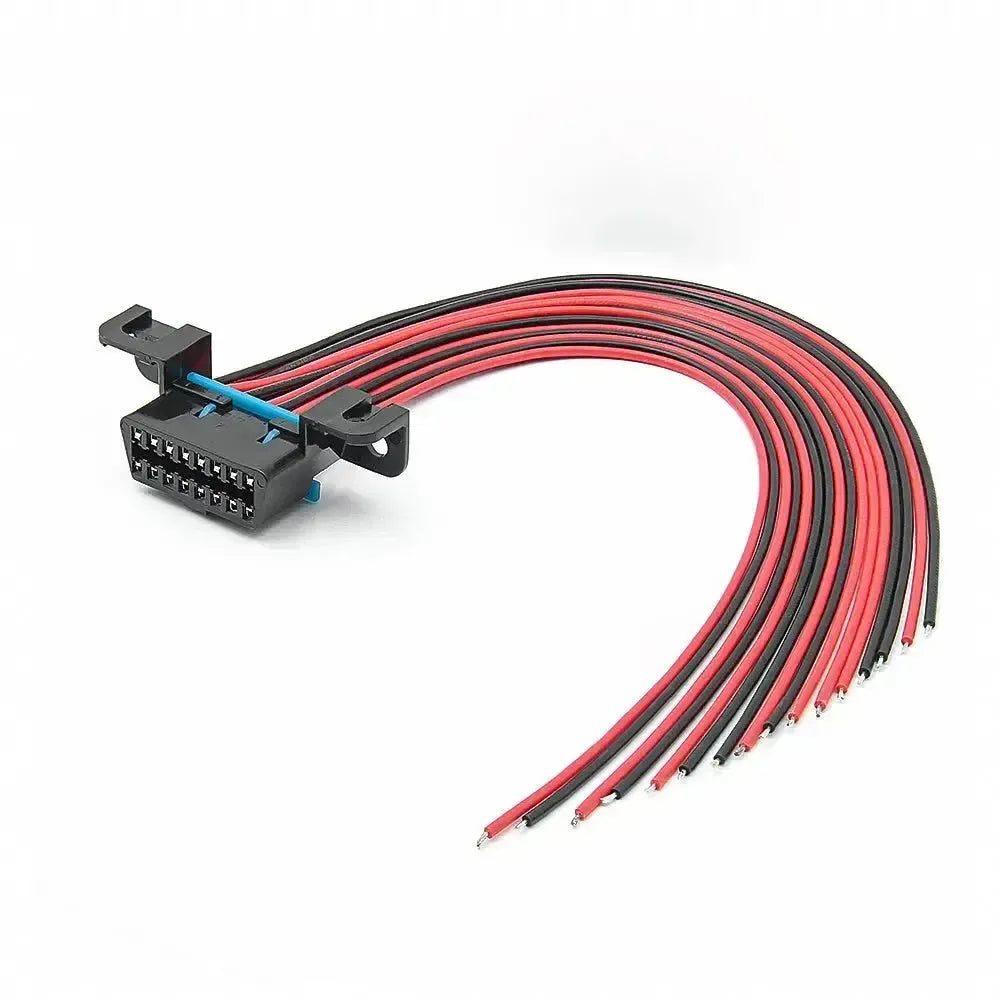 Puerto OBD2 universal de 16 pines (hembra) con 16 cables de extremo abierto - 30 cm