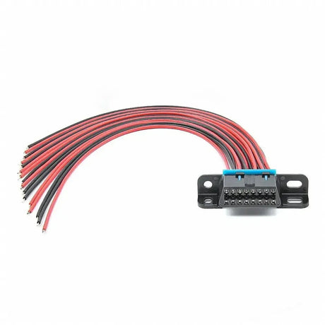 Puerto OBD2 universal de 16 pines (hembra) con 16 cables de extremo abierto - 30 cm