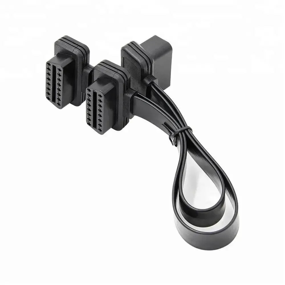 Cable divisor y prolongador plano universal OBD2 de 16 pines completo 2 piezas (30 cm)