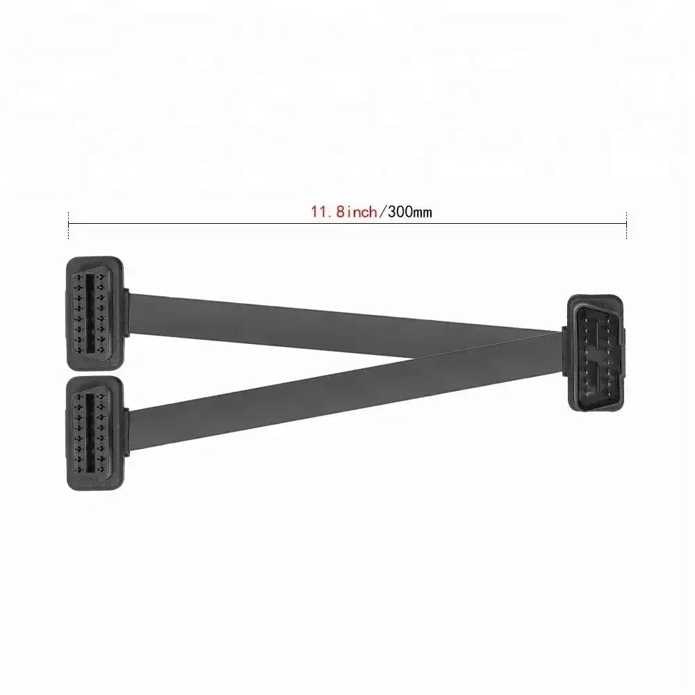 Cable divisor y prolongador plano universal OBD2 de 16 pines completo 2 piezas (30 cm)