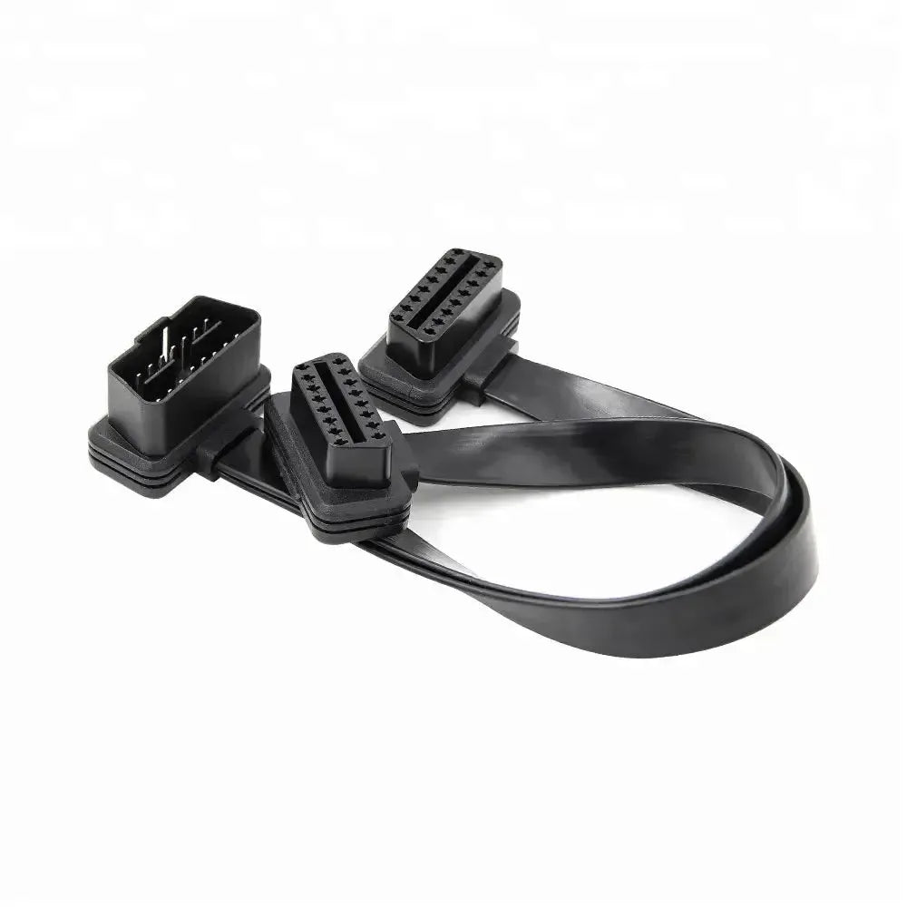 Cable divisor y prolongador plano universal OBD2 de 16 pines completo 2 piezas (30 cm)