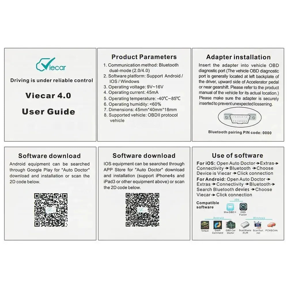 Viecar Mini OVC100 | Interfaz ELM327 (Bluetooth 4.0)