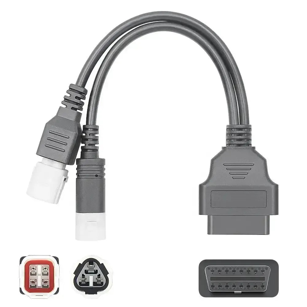 Yamaha cable adaptador de 3+4 pines a 16 pines OBD2 – Motocicleta